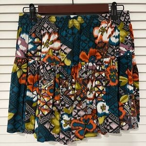 F21 Teal Floral Print Skirt